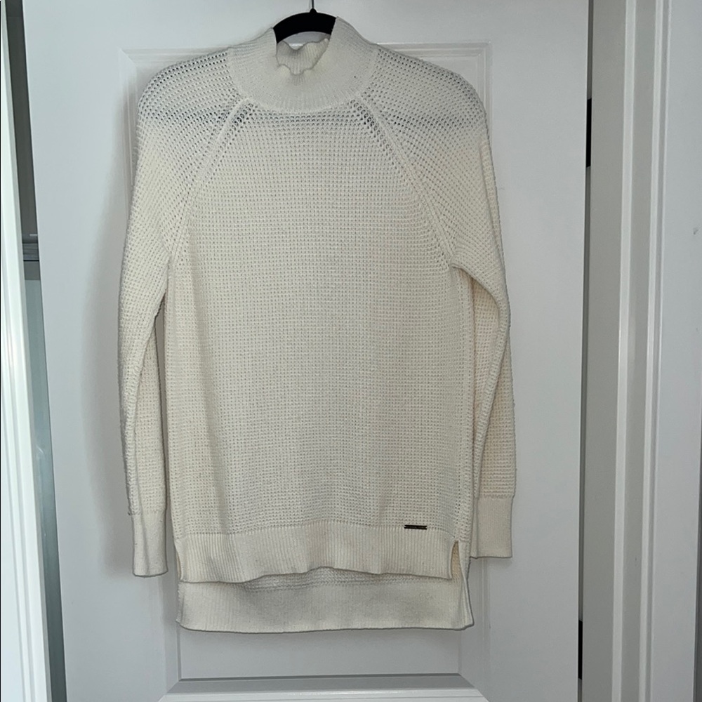White Turtleneck Sweater with Fine Knit